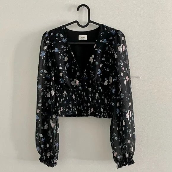 Aritzia Wilfred Blue Floral Blouse - Picture 1 of 3